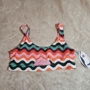 Bingo Surf Colorful Wave Pattern Bikini Top size medium nwt